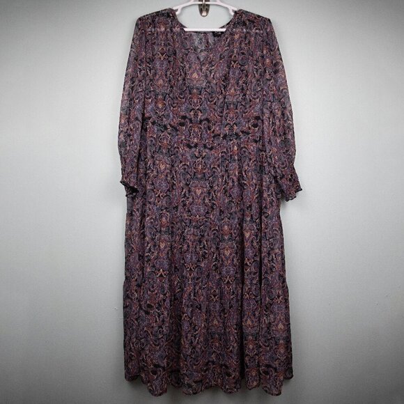 June + Vie Loreli paisley boho long sleeve maxi dress-3X - Picture 1 of 6